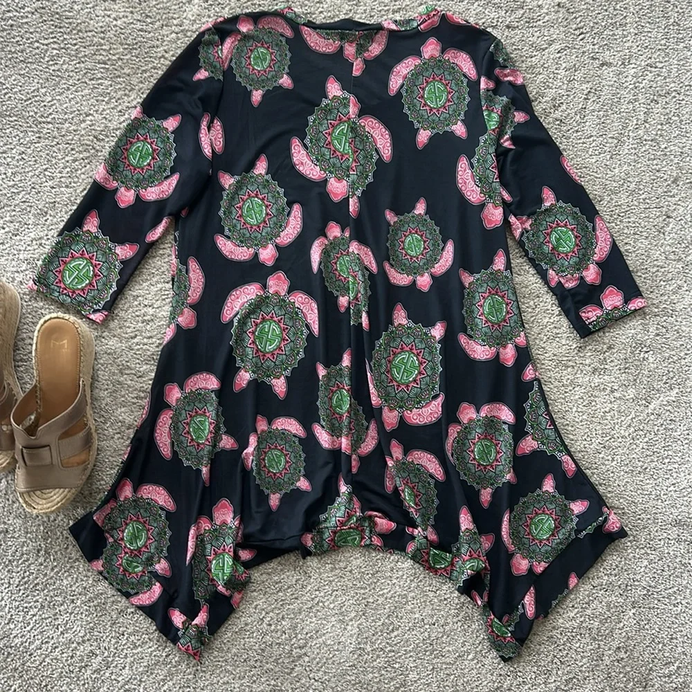 Simply Southern 3/4 Sleeve Boho Turtle Dress/Tunic - Picture 5 of 6